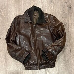 Danier men’s MED Dark Brown Leather Bomber Jacket